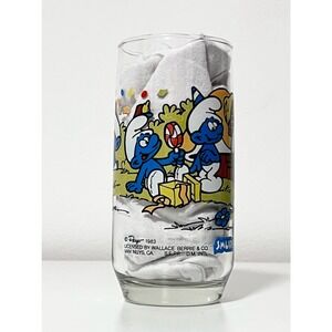 1983 Smurf Hardee’s Peyo collectable glass